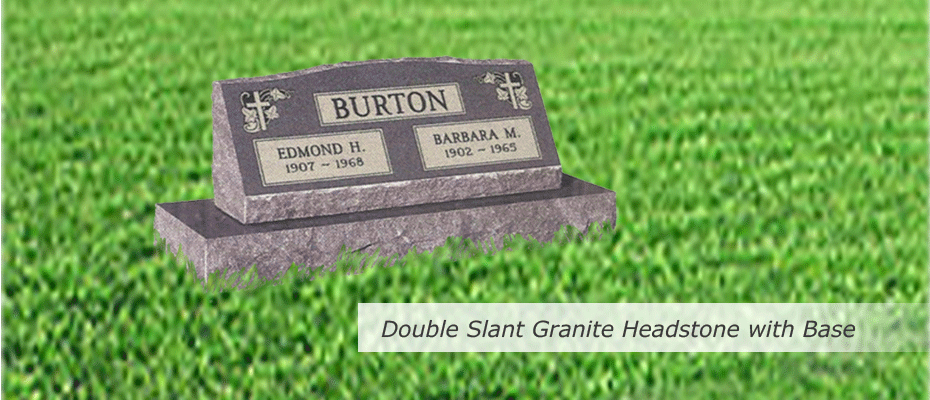 Double Slant Granite Headstone