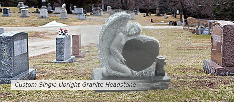 Custom Single Upright Granite Headstone